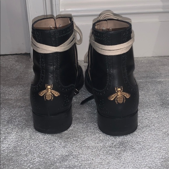 GUCCI black leather ankle boot king snake buckle - Picture 4 of 6